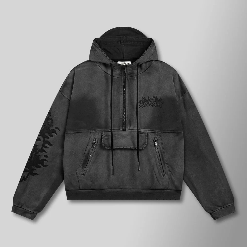 Hyde Park Goods Men's Aged Cropped Embroidered‎ Hoodie